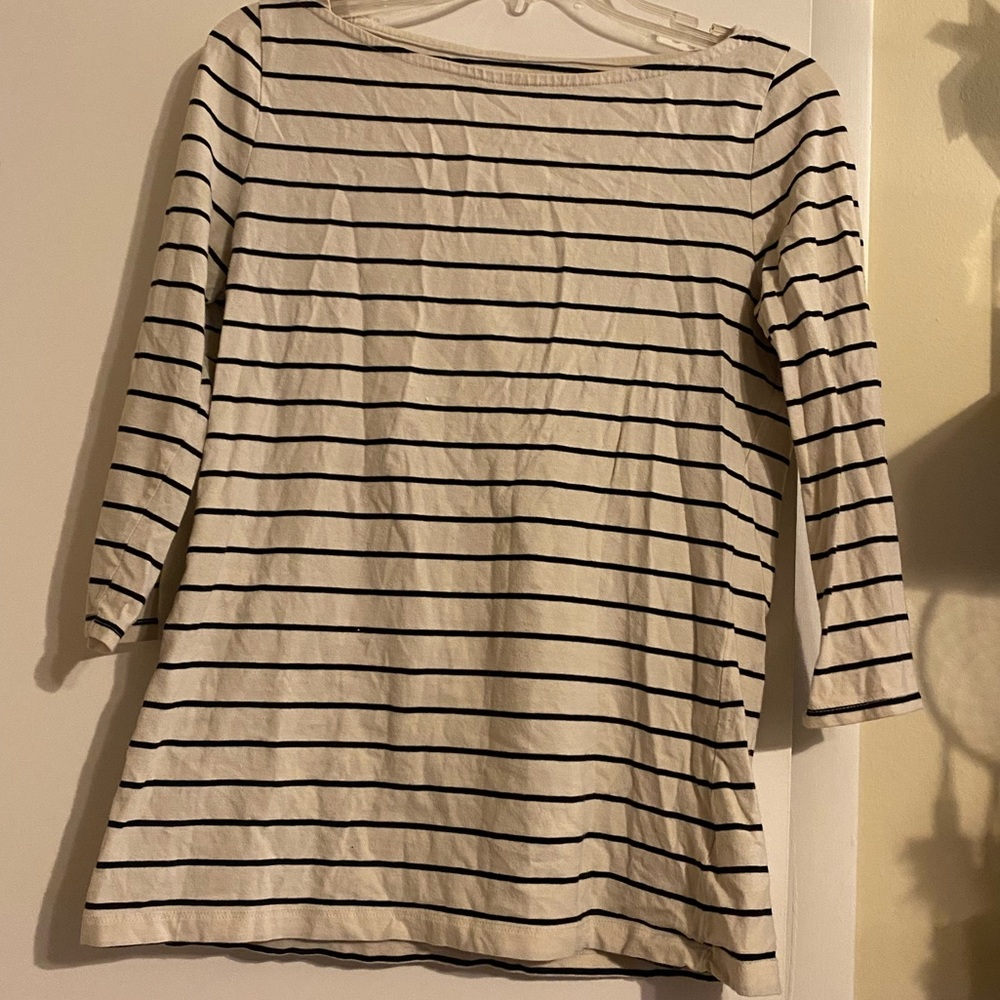 Business casual white and black striped top